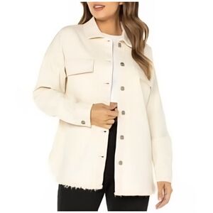 Celebrity Pink Cream Button-Up Shacket Jacket